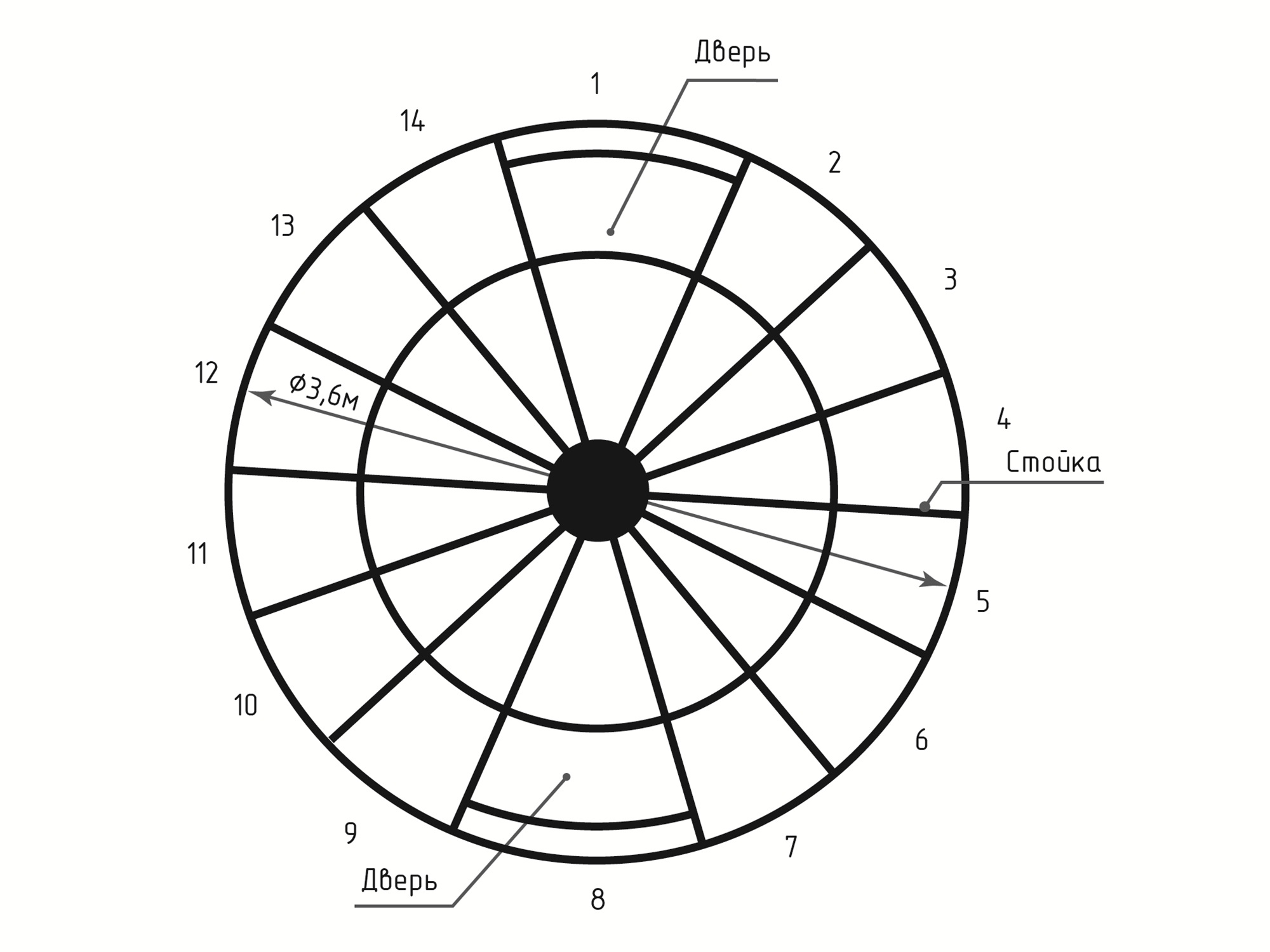 Купол SOL D = 3,5 м с прозрачным цоколем