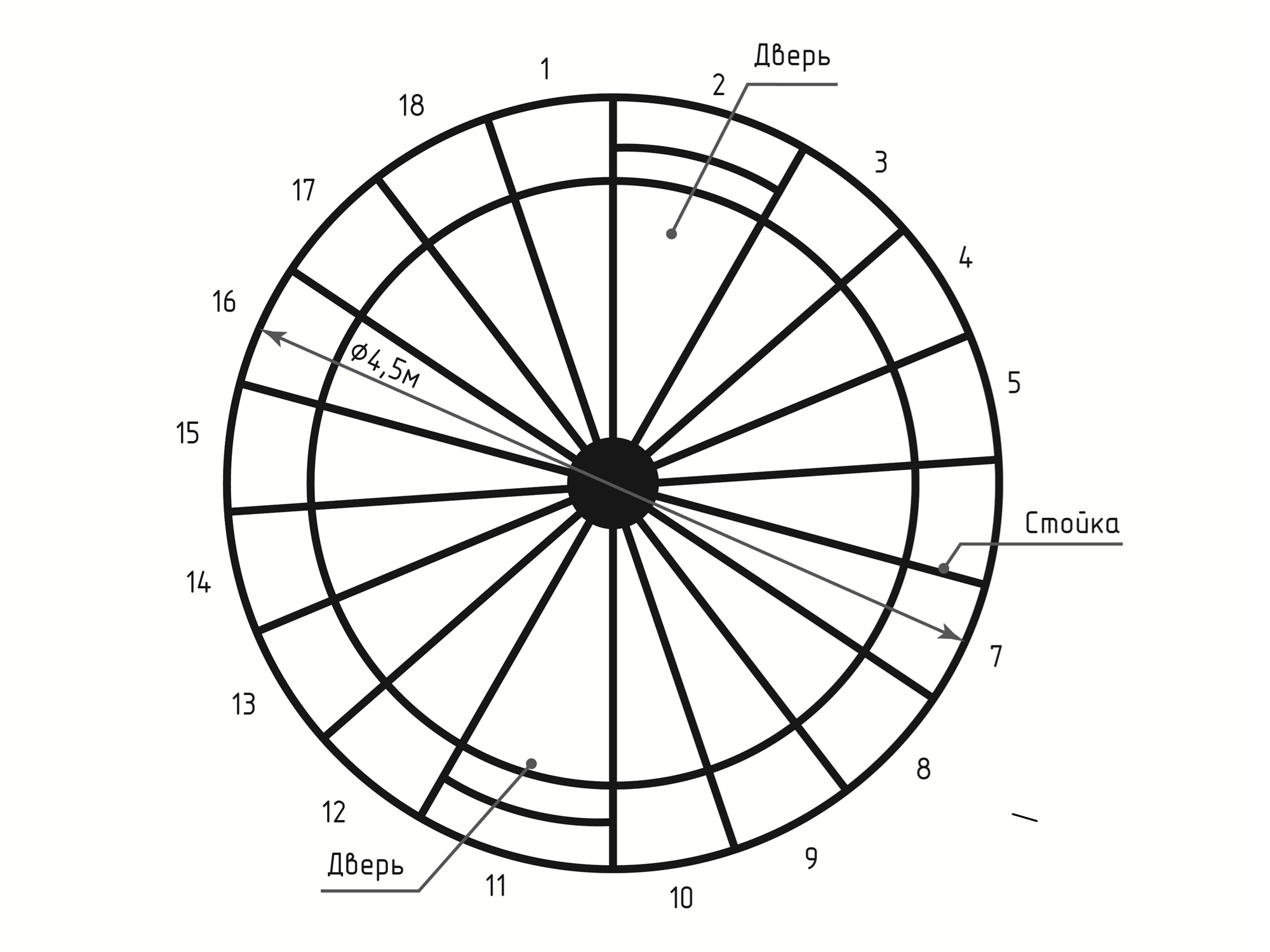 Купол SOL D = 4,5 м с прозрачным цоколем