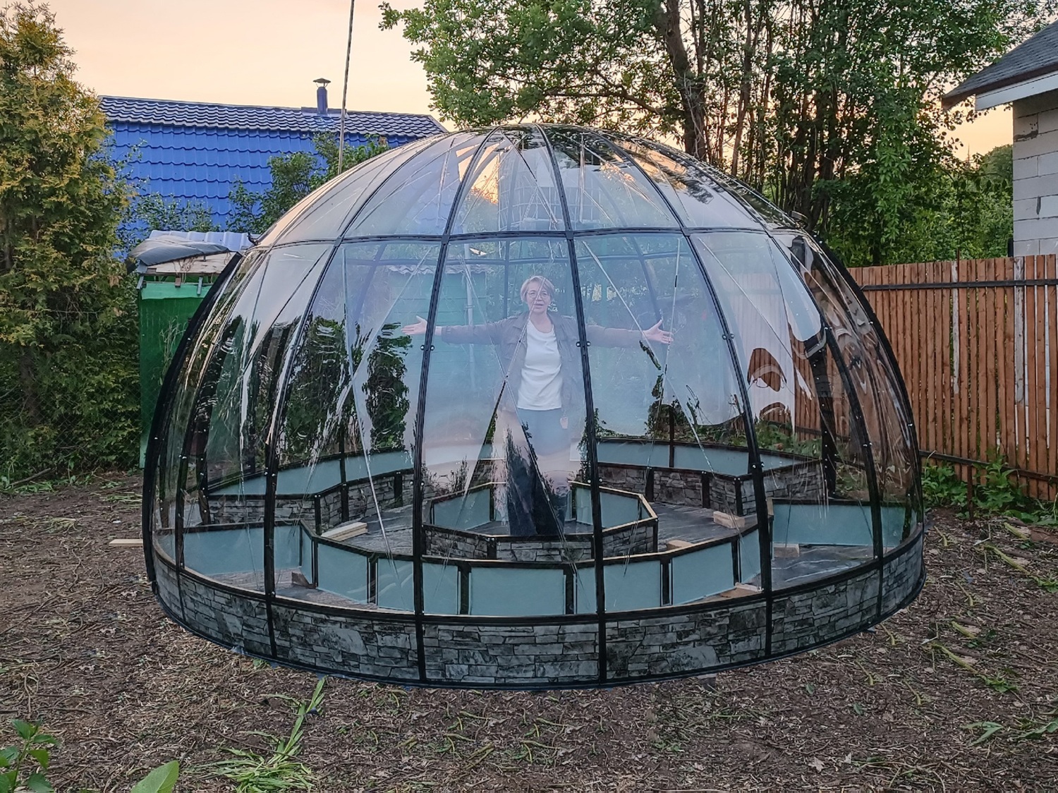Комплект внутренних грядок Купола SOL D = 4,5 м с цоколем "Камень"